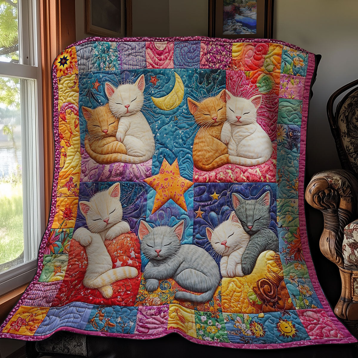 Vibrant Sleep Cat WY1311003CL Quilt