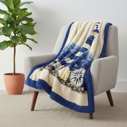 Stormy Waves Lighthouse WN1301001CL Faux Fur Throw Blanket