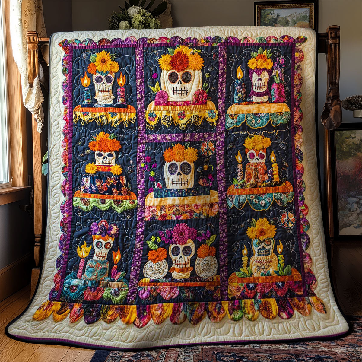 Vibrant Skull Altar WN2811035CL Quilt