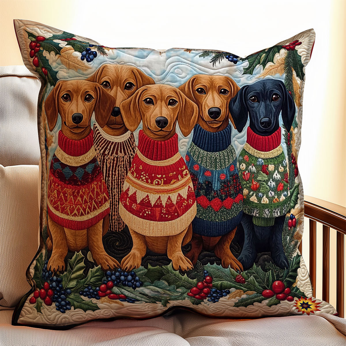 Winter Dachshund Family WY1012019CL Quilt Pillow Case