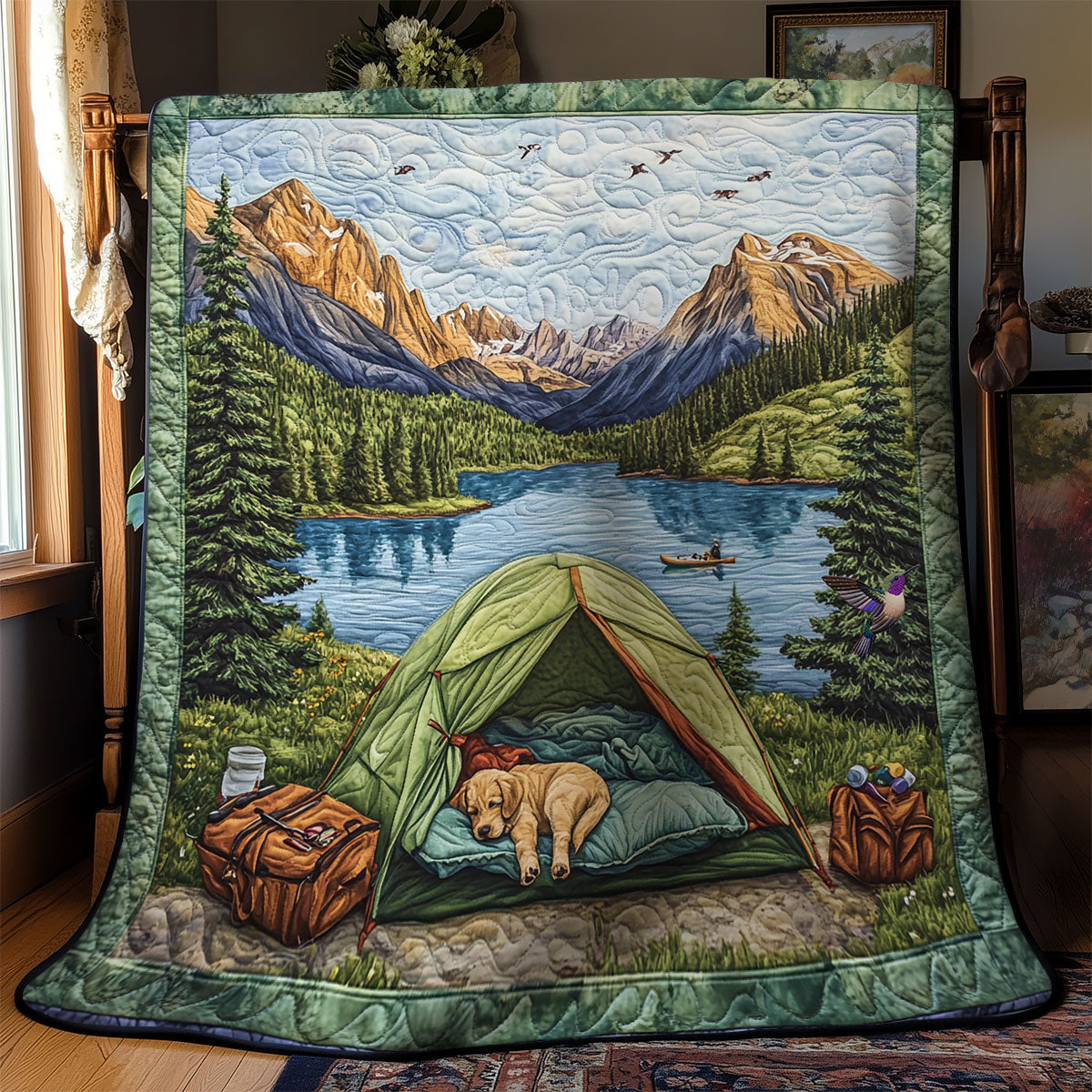 Dog Camping WY1811039CL Quilt