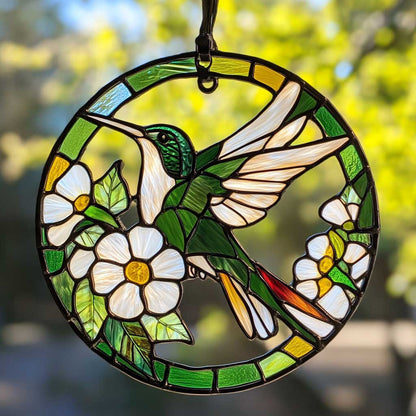 Hummingbird WJ2709043CL Stained Glass Suncatcher