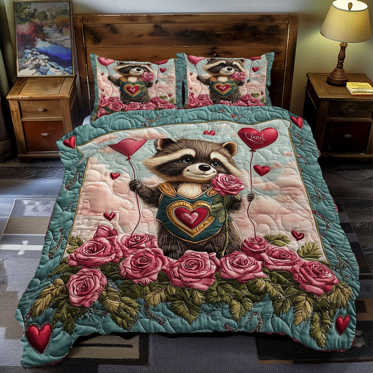 Valentine Of Raccoon WY1701119CL Duvet Cover Set
