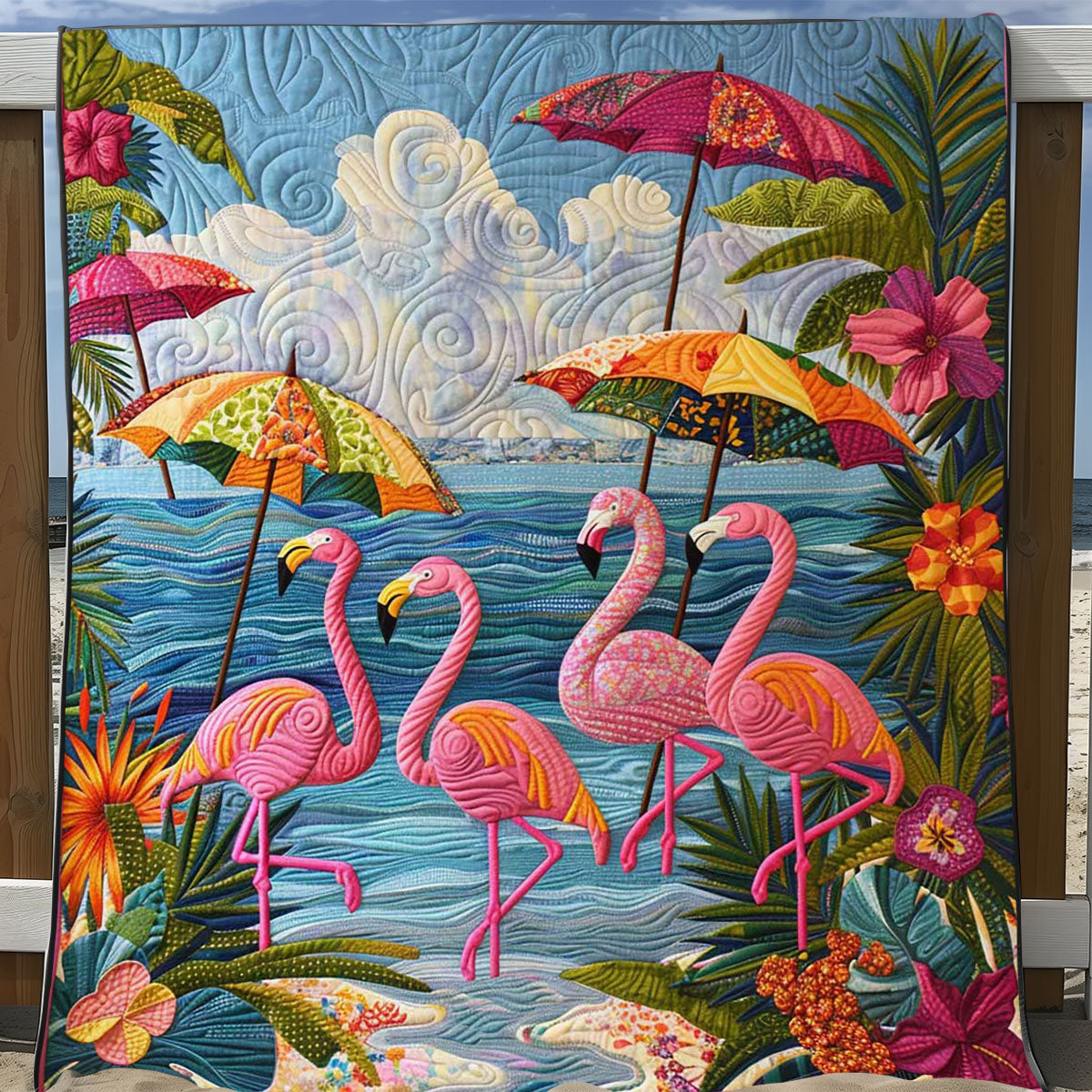 Summer Beach Flamingo WJ1008035CL Quilt