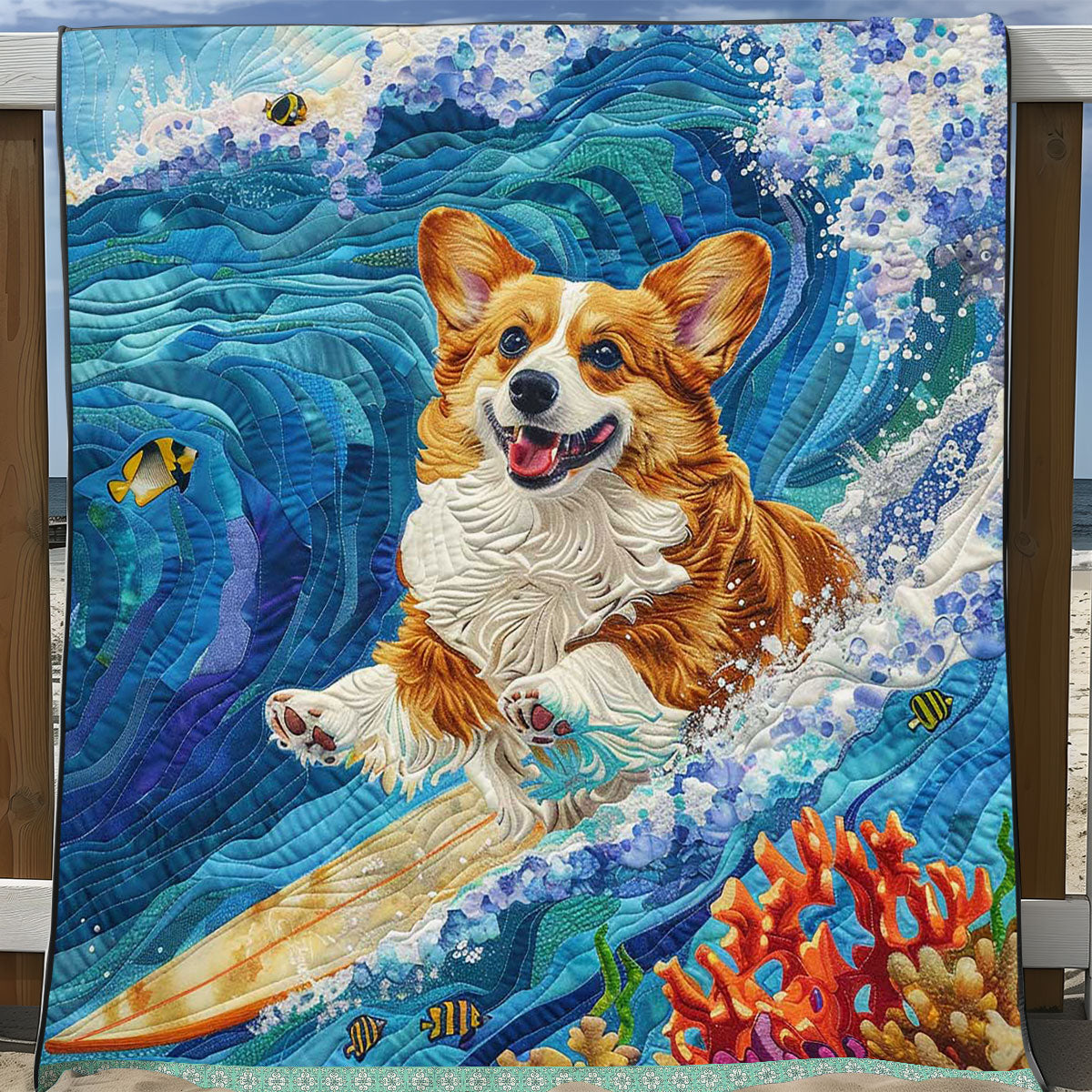 Surfing Corgi WJ1409027CL Quilt