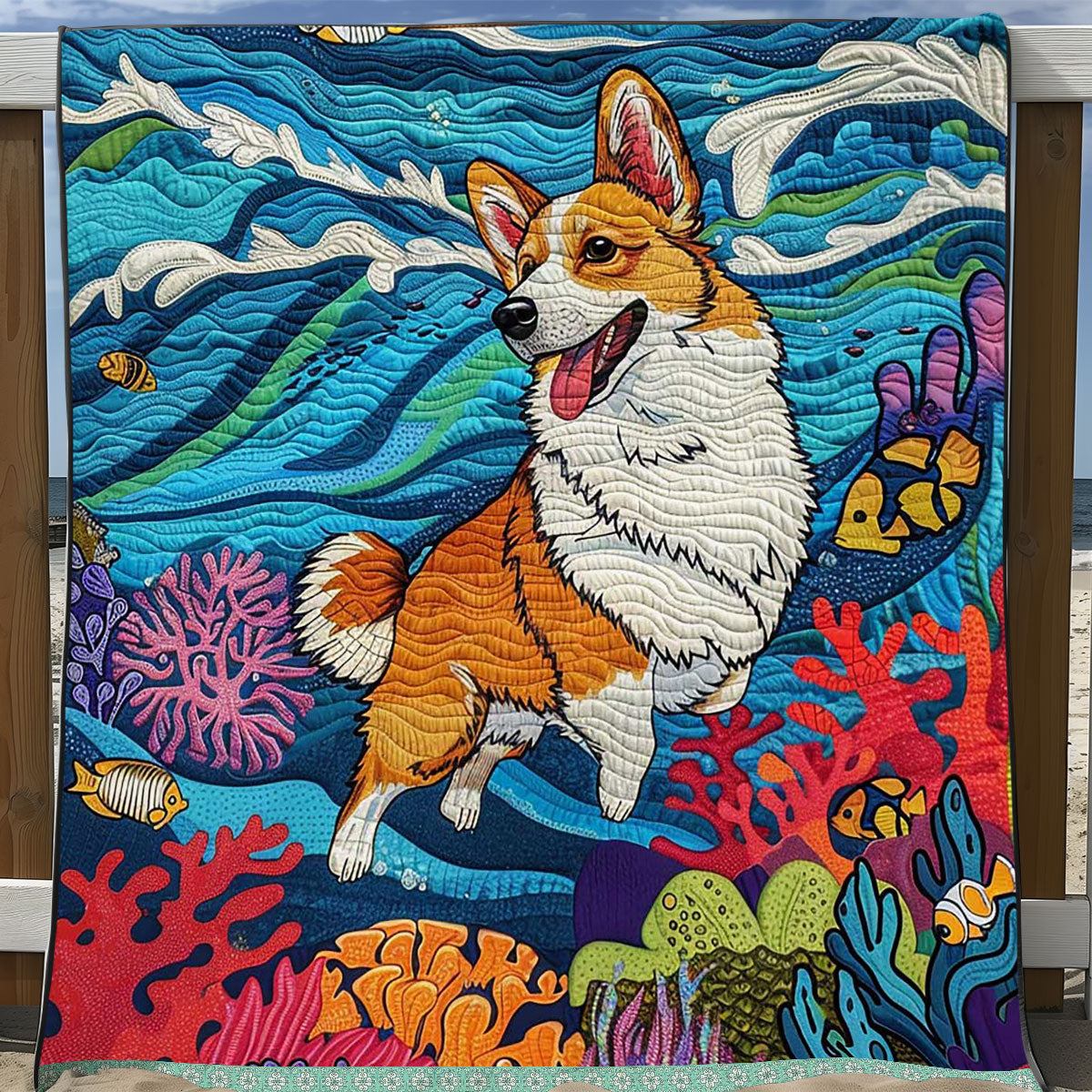 Swimming Corgi WJ1409028CL Quilt