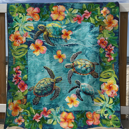 Tropical Turtles And Plumeria WJ1308021CL Quilt