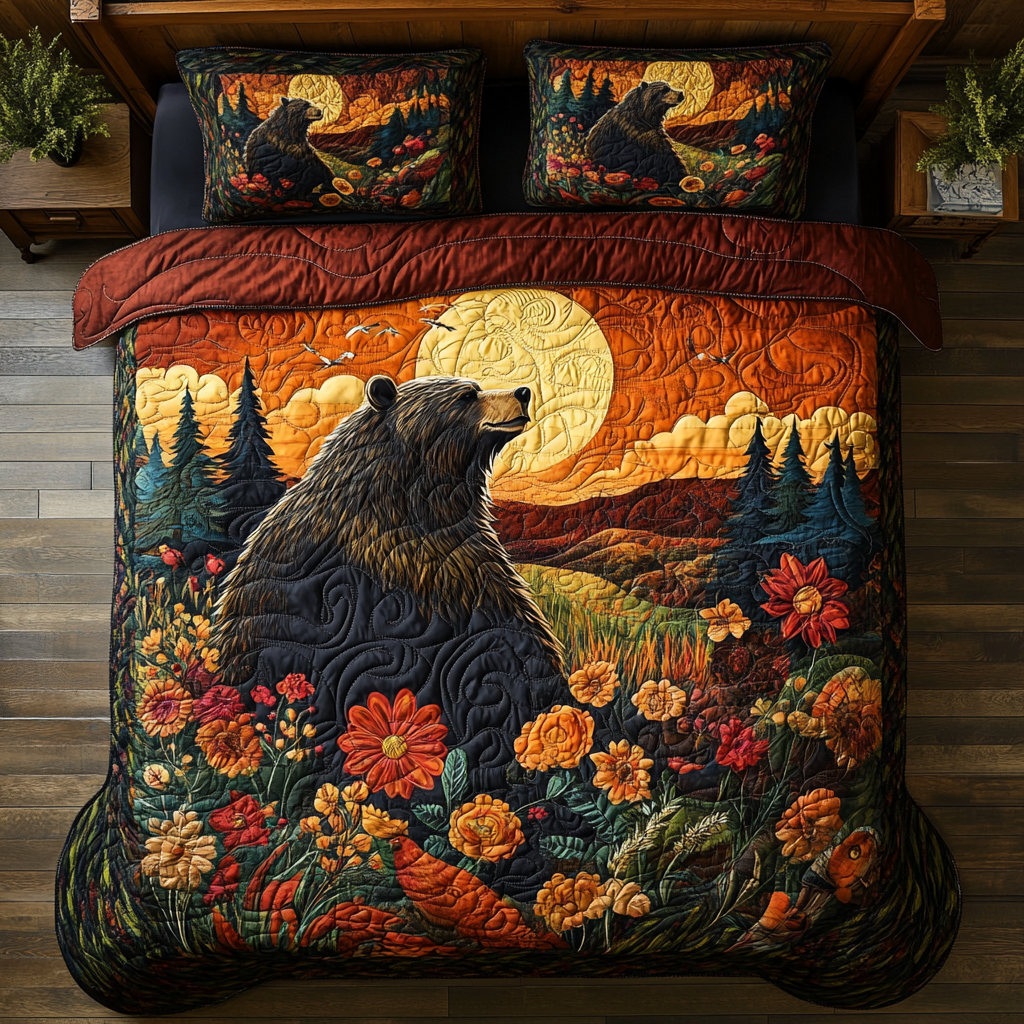 Bear Sunset Flower WG0101002CL Duvet Cover Set