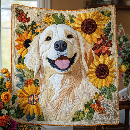 Sunflower Golden Retriever XR0310016CL Quilt