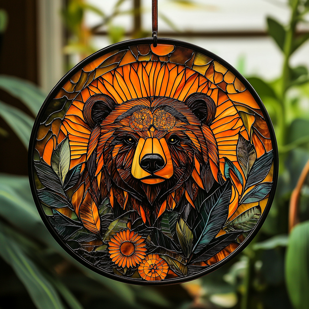 Bear WU0611082CL Stained Glass Suncatcher