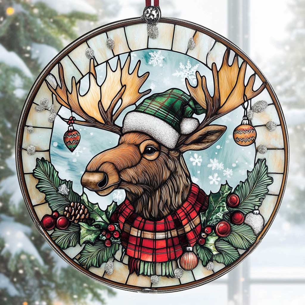 Christmas Alces WN0711043CL Stained Glass Suncatcher