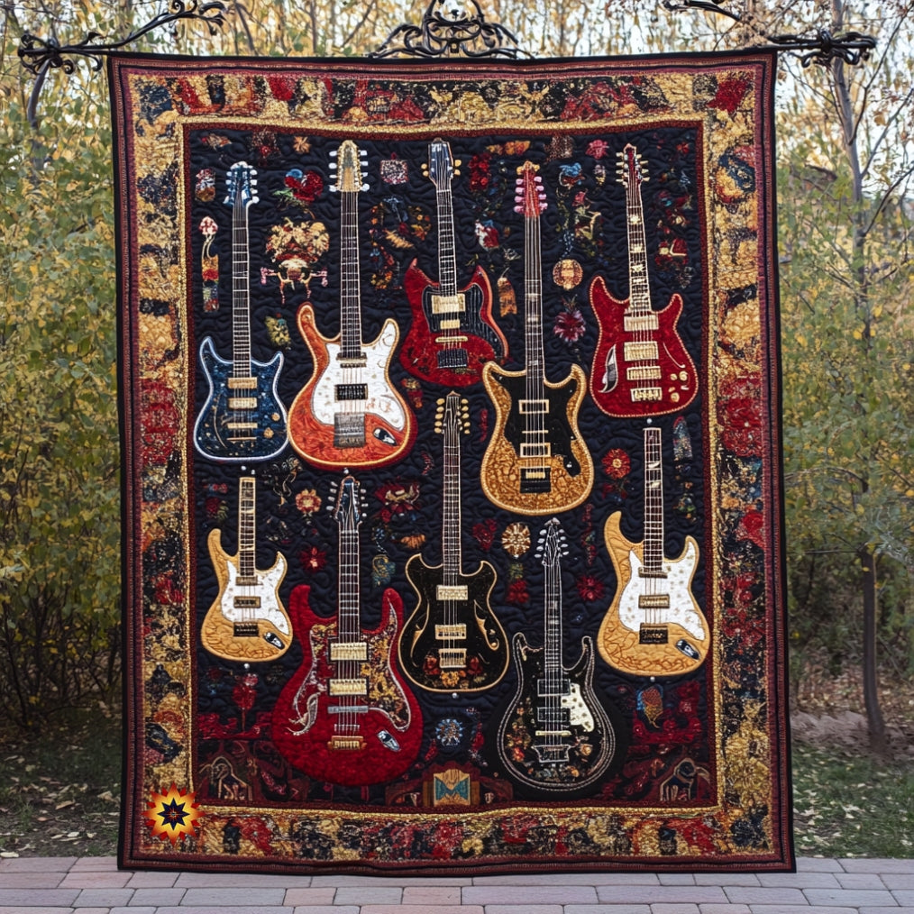 Guitar And Roses WU0912022CL Quilt
