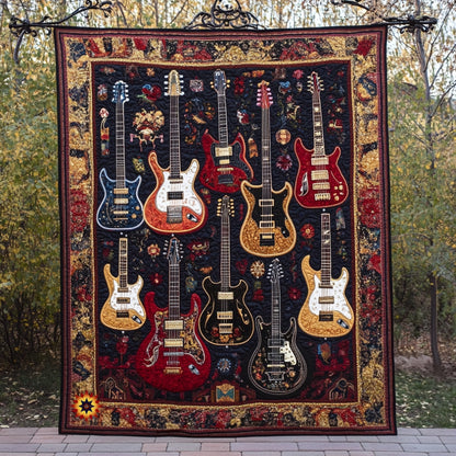 Guitar And Roses WU0912022CL Quilt