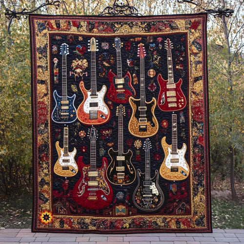 Guitar And Roses WU0912022CL Quilt