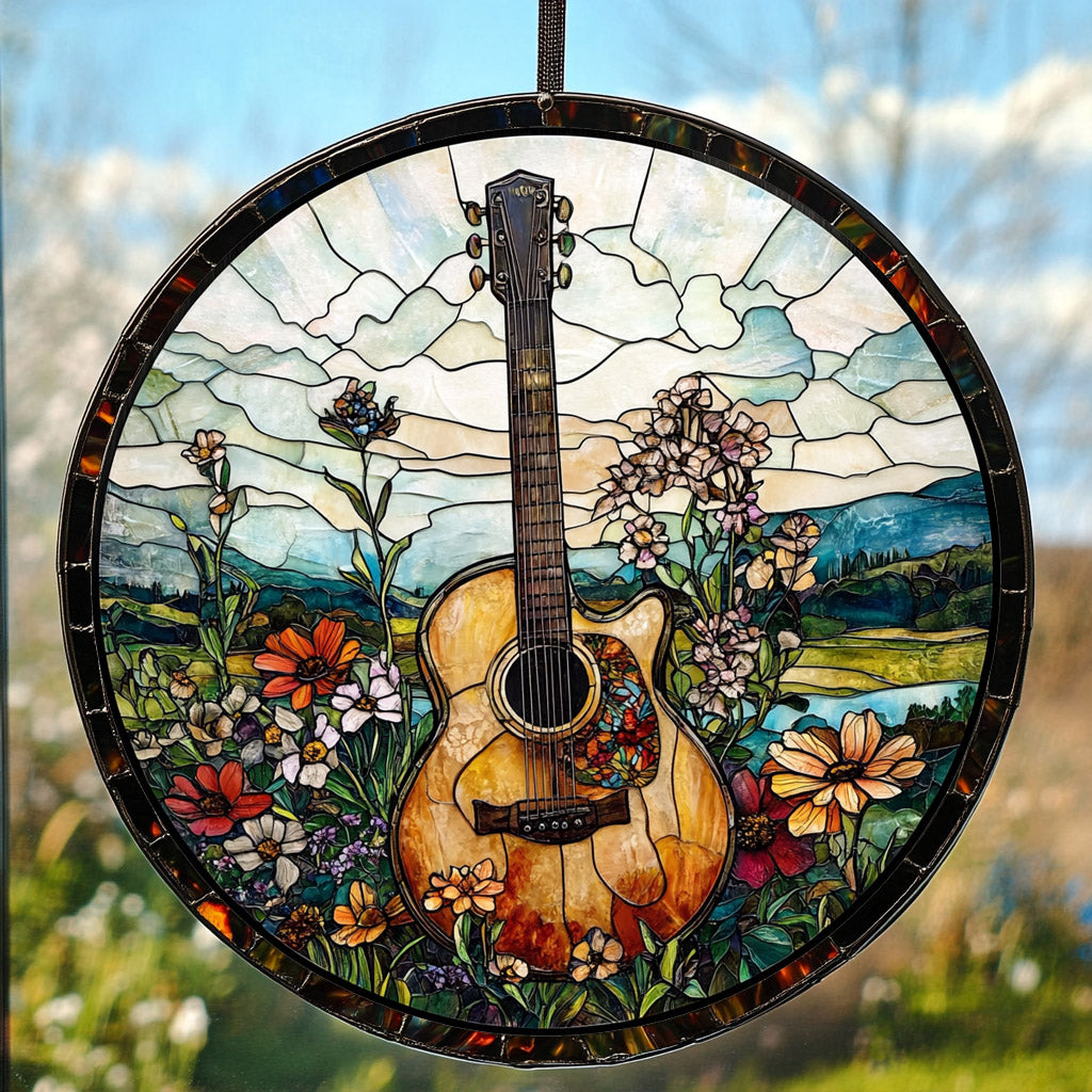 Guitar WU0110014CL Stained Glass Suncatcher