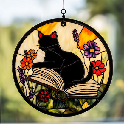 Black Cat WJ2810034CL Stained Glass Suncatcher