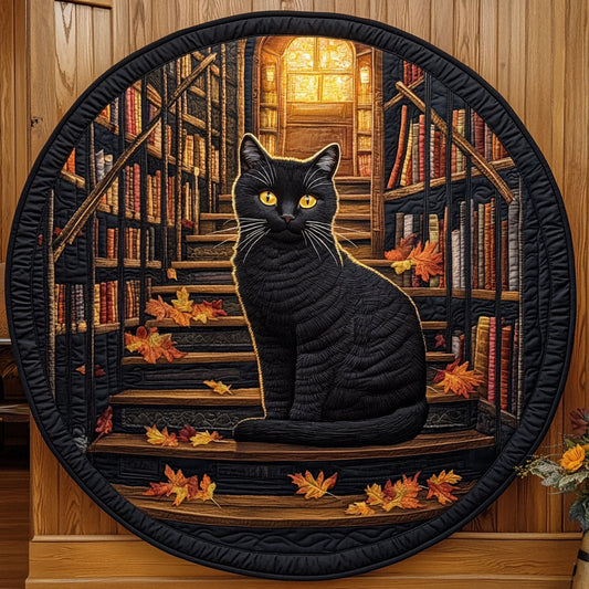 Library Cat CW0310044CL Quilted Round Mat