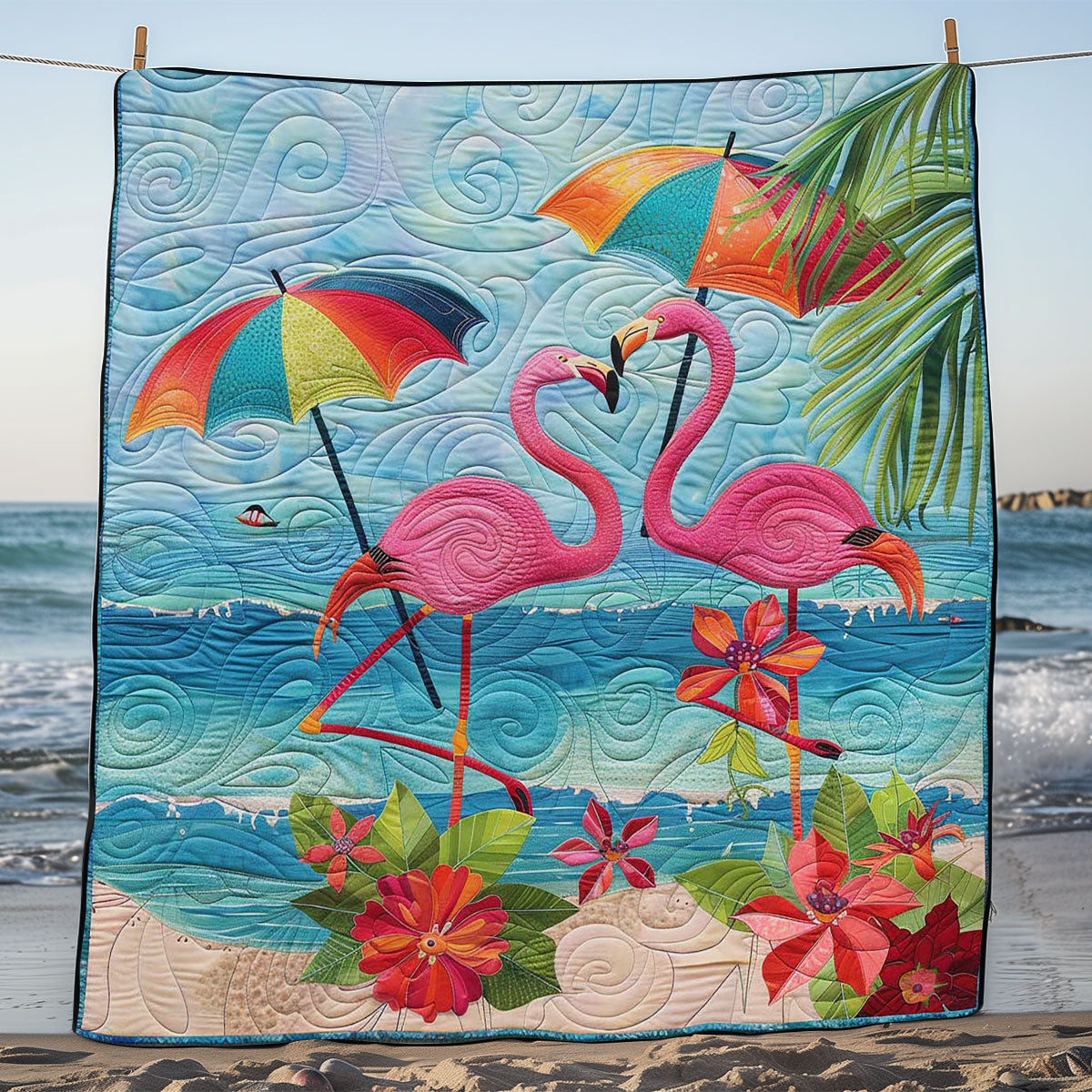 Summer Beach Flamingo WJ1508019CL Quilt