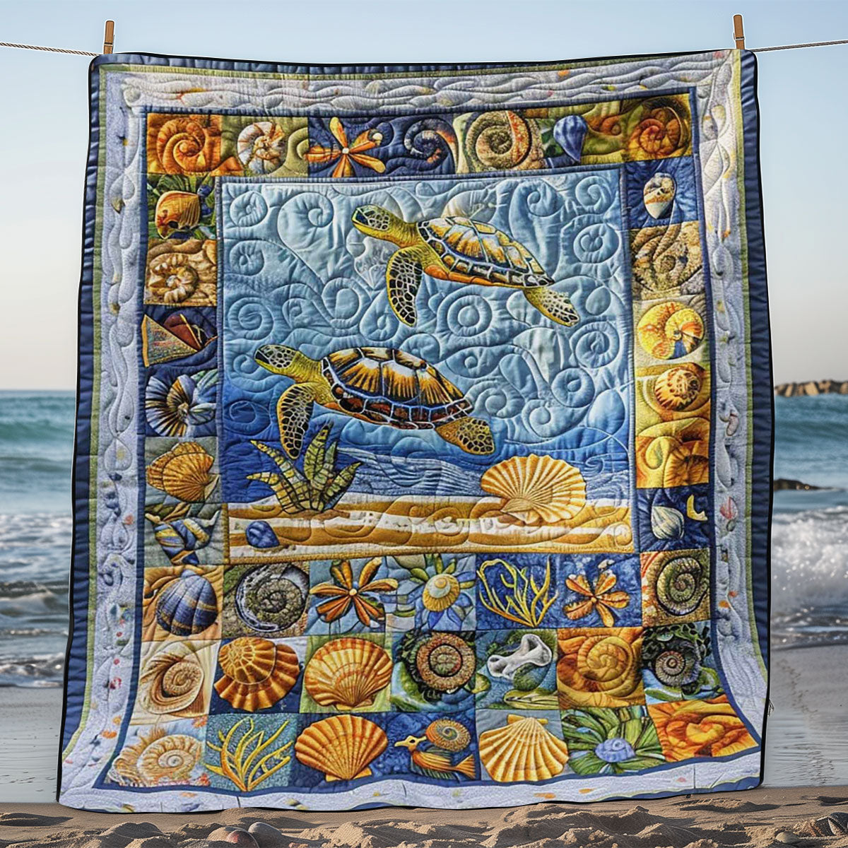 Turtle And Seashore Collection WJ0908028CL Quilt