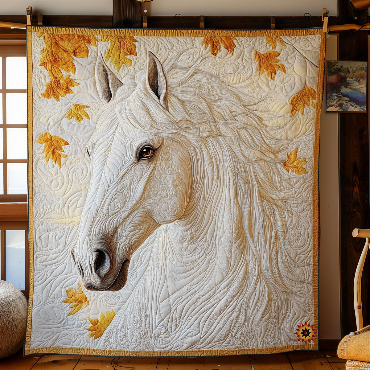 Autumn White Horse WY2011045CL Quilt