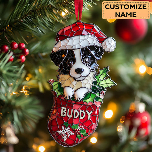 Border Collie Stocking WN1510013CL Personalized Christmas Ornament