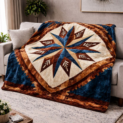 Geometric Lone Star QA2601003CL Faux Fur Throw Blanket