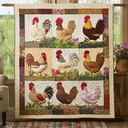 Chicken Breeds Flower WG2312002CL Quilt