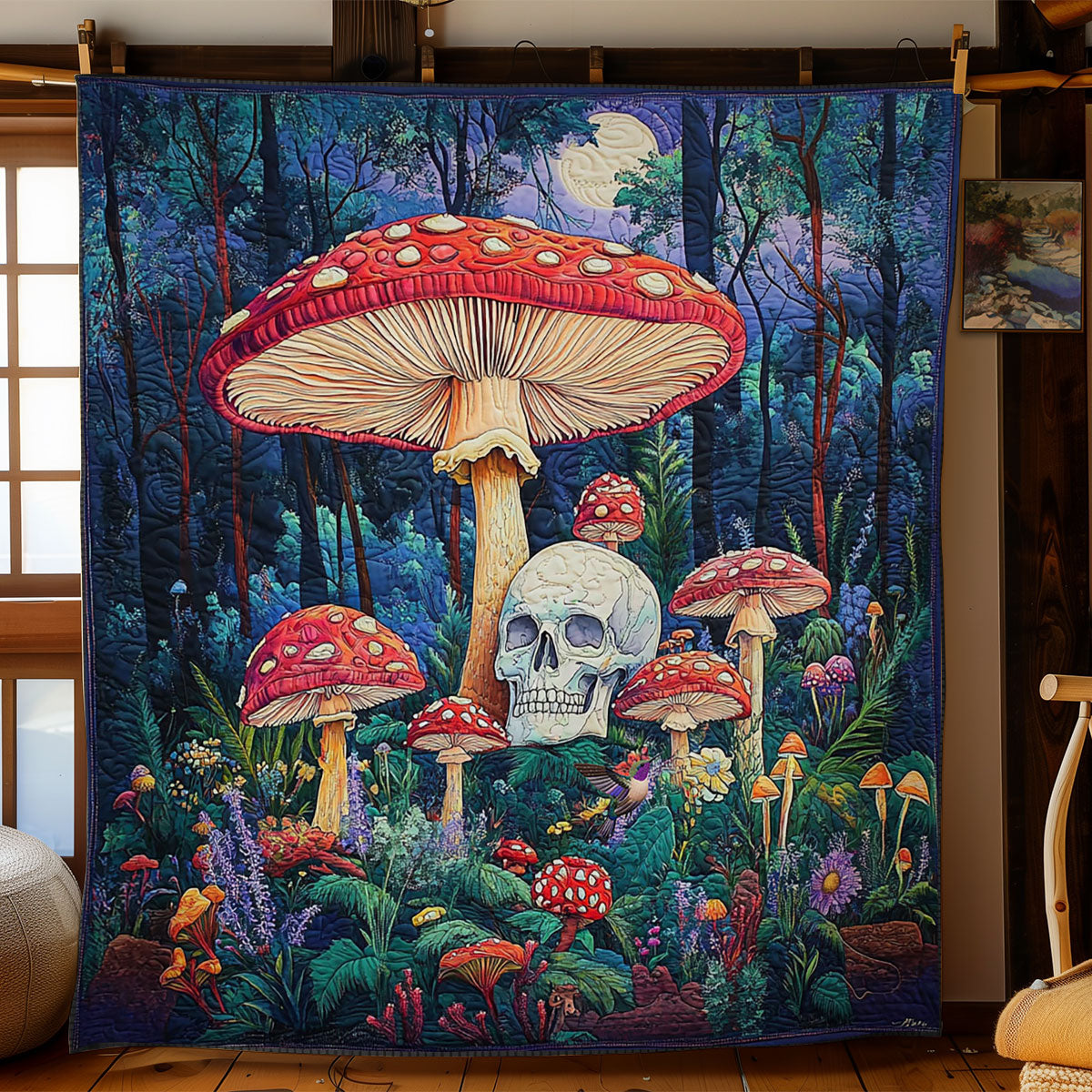Skull Mushroom Forest WY2511028CL Quilt