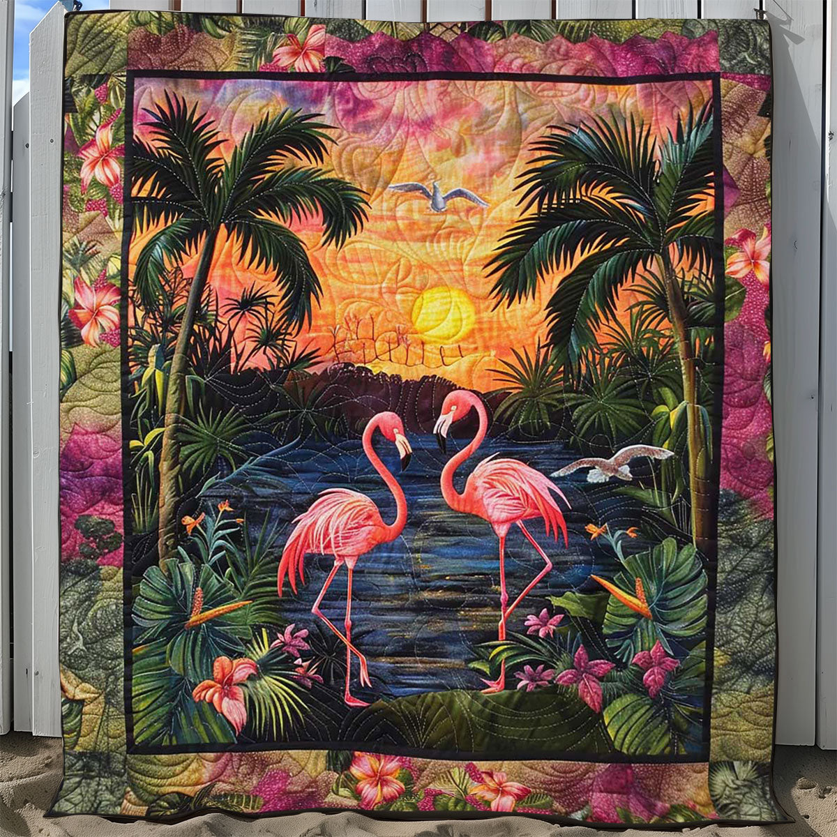 Romantic Flamingo Sunset WJ1008030CL Quilt