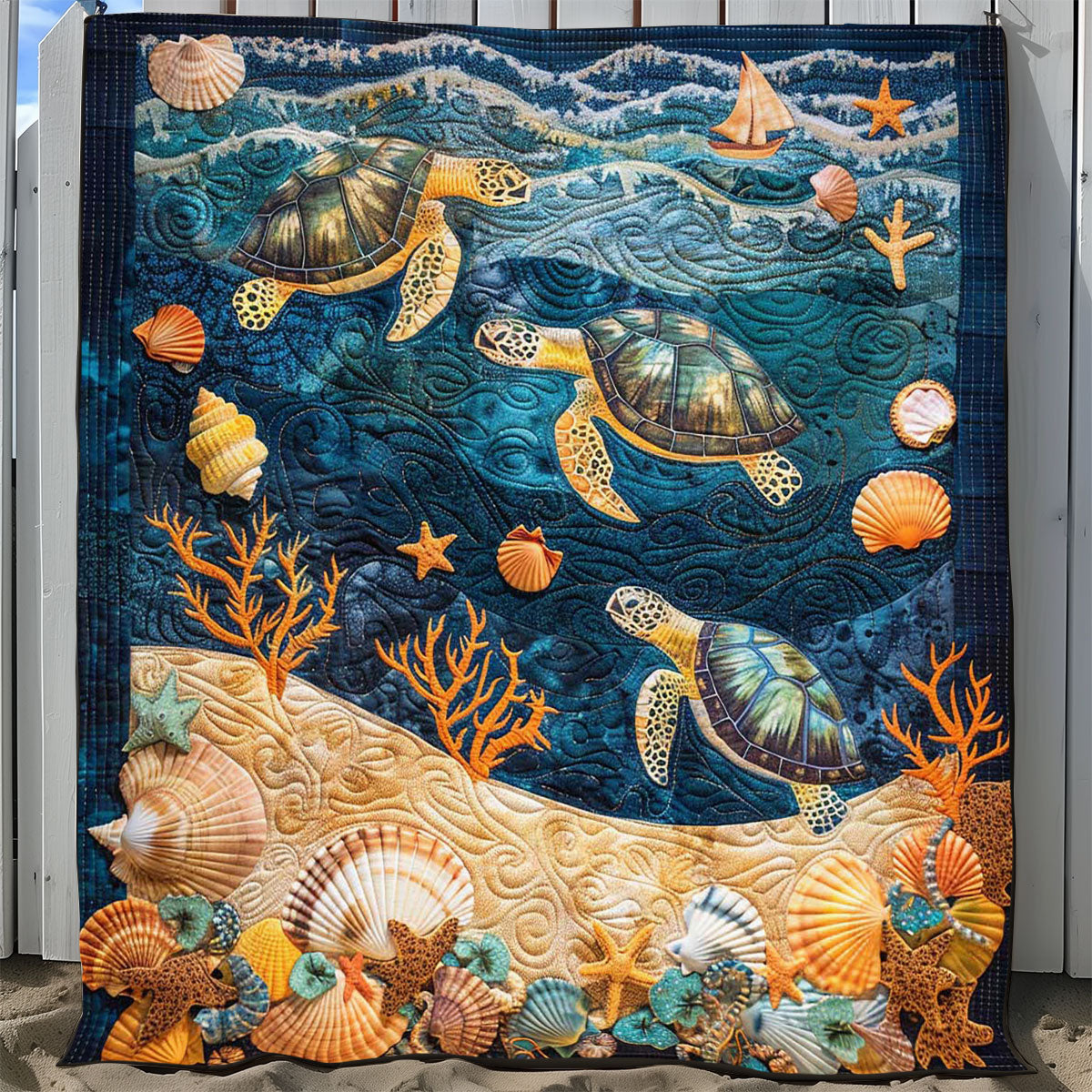 Turtle Under The Sea WJ1908027CL Quilt