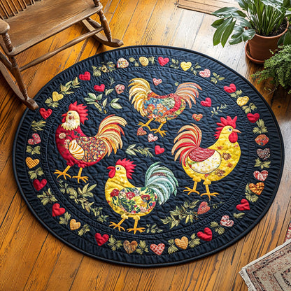 Cute Rooster Farm WP1403033CL Quilted Round Mat