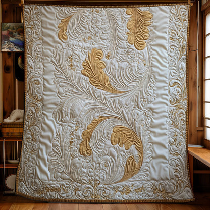 Gold White Feather WY0901031CL Quilt