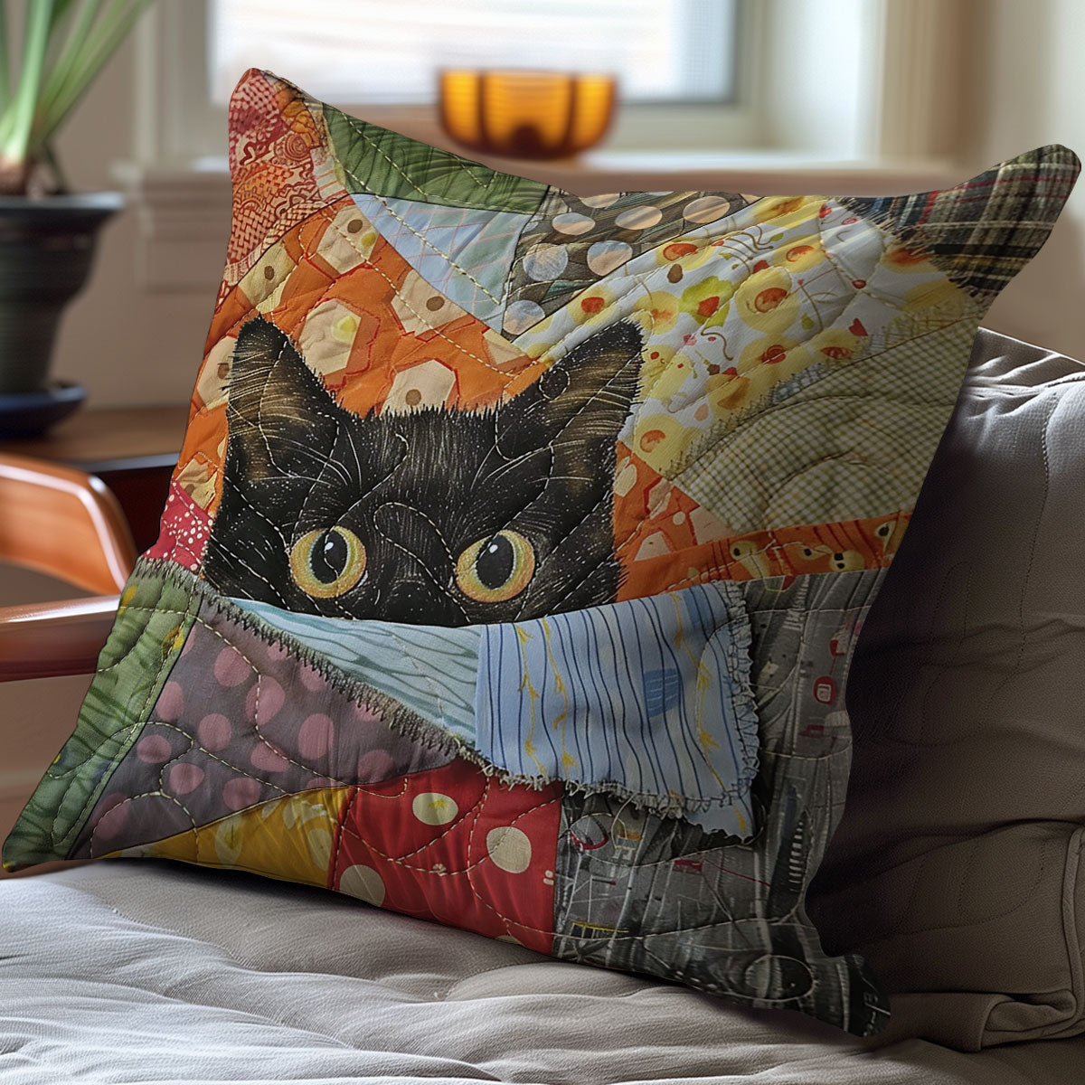 Peeking Cat WJ1410029CL Quilt Pillow Case