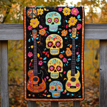 Vibrant Skull Melody WN0111017CL Quilted Table Runner