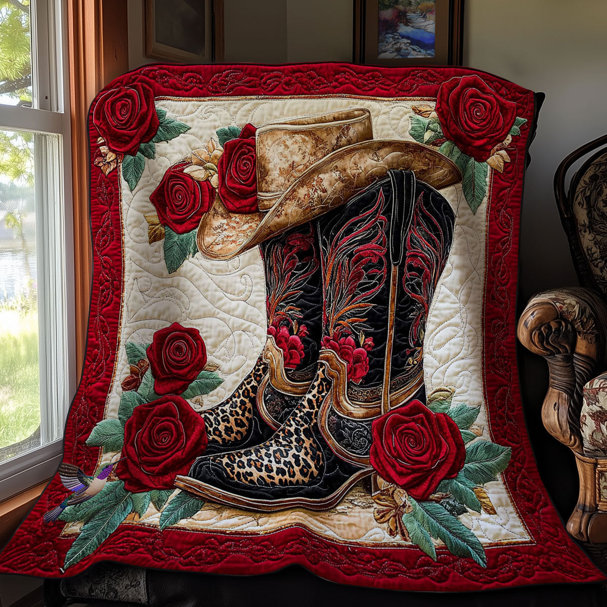 Cowboy Boots Rose WY0712017CL Quilt