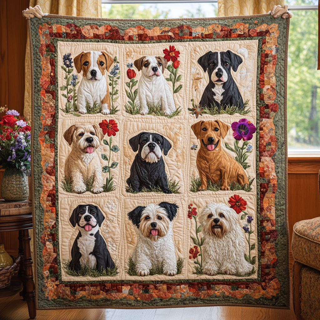Dog Breeds Flower WG2312003CL Quilt