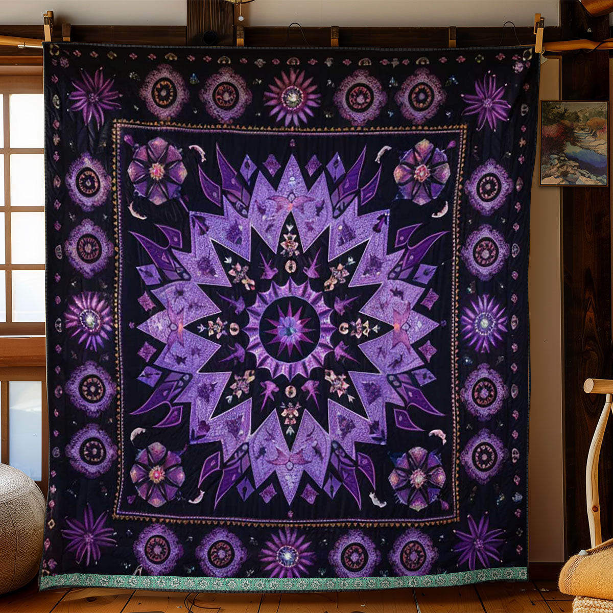 Native American Purple Star WJ2009016CL Quilt