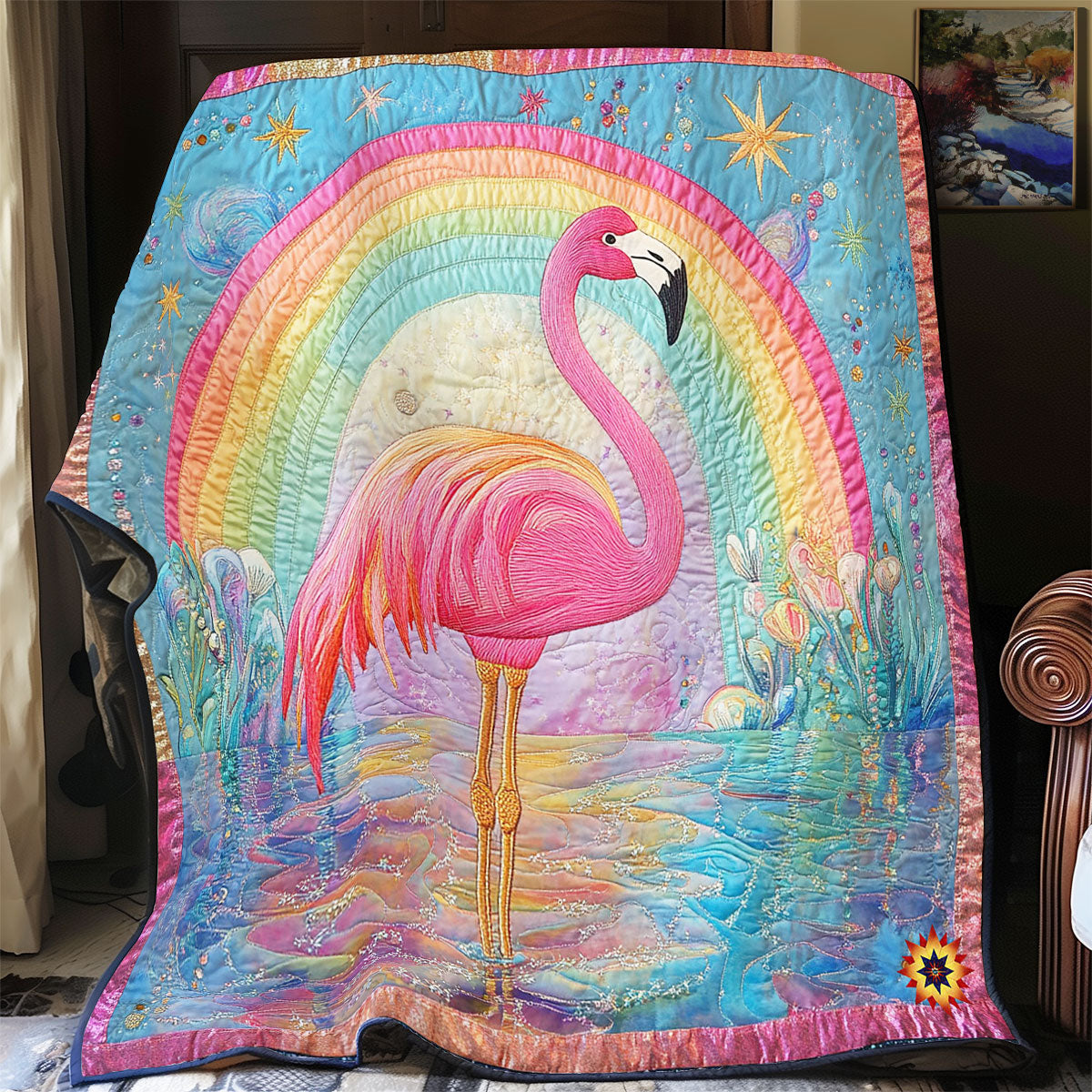 Rainbow Flamingo WY1912050CL Quilt