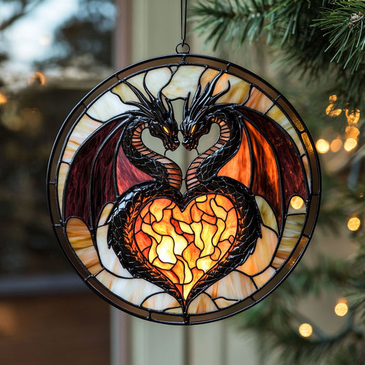 Mystic Heart Couple Dragon WY2202178CL Suncatcher