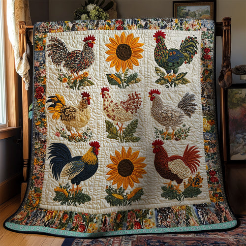 Chicken Sunflower WX1712011CL Quilt