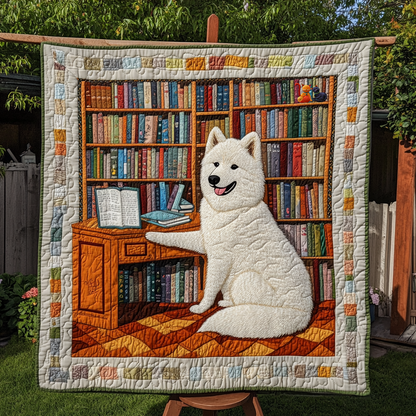Samoyed Reading Joy WN0310028CL Quilt