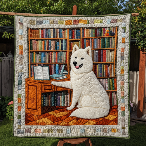 Samoyed Reading Joy WN0310028CL Quilt