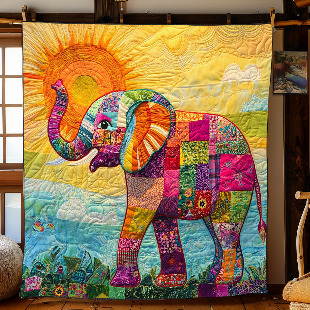 Patchwork Elephant WJ1912032CL Quilt