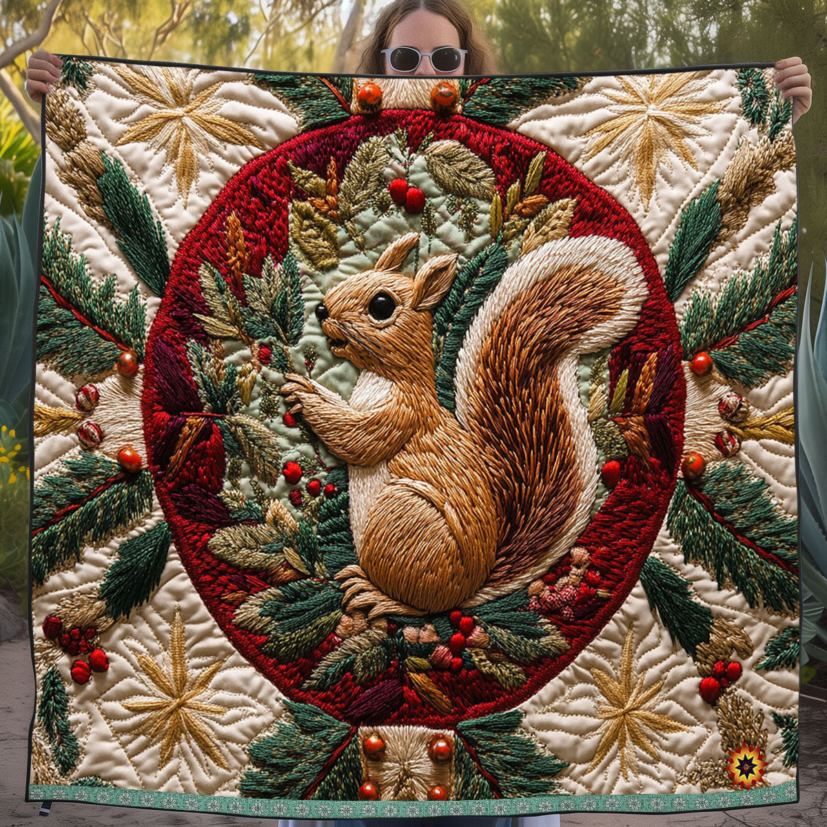 Christmas Baubel Squirrel WJ2211007CL Quilt