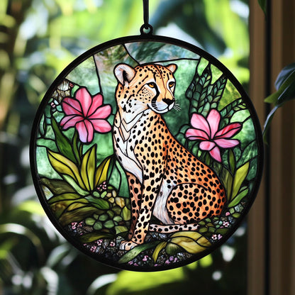 Cheetah And Flower WY1401010CL Suncatcher