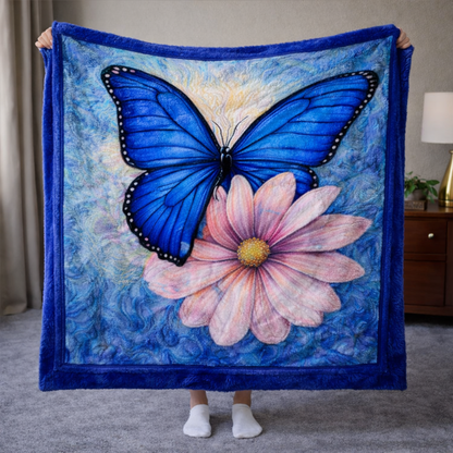 Mystic Blue Butterfly QA2701003CL Faux Fur Throw Blanket