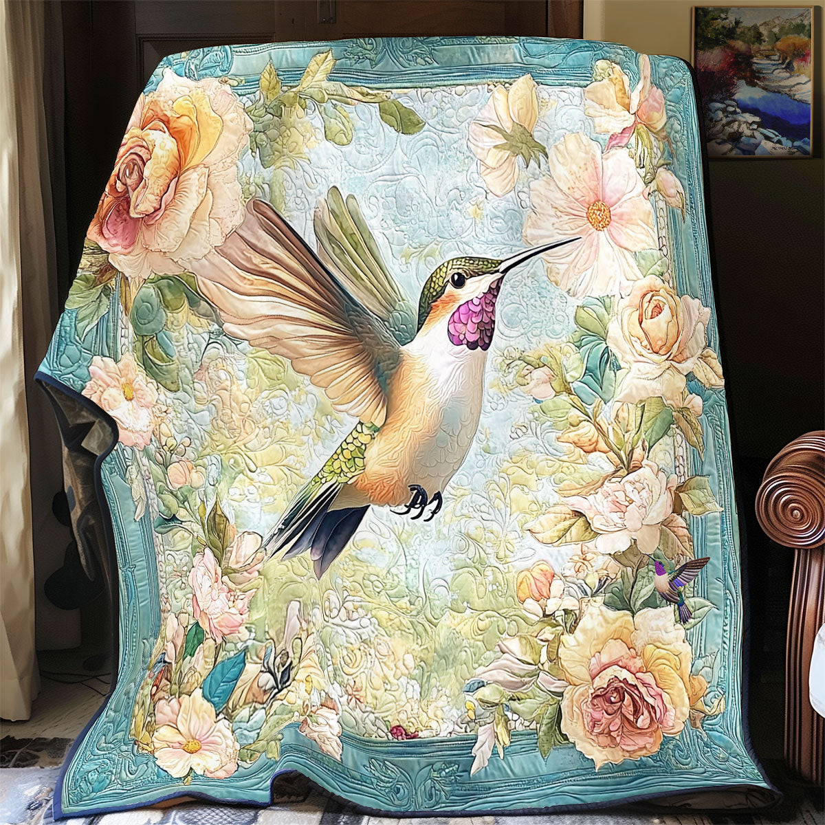 Flower Hummingbird WY2111031CL Quilt