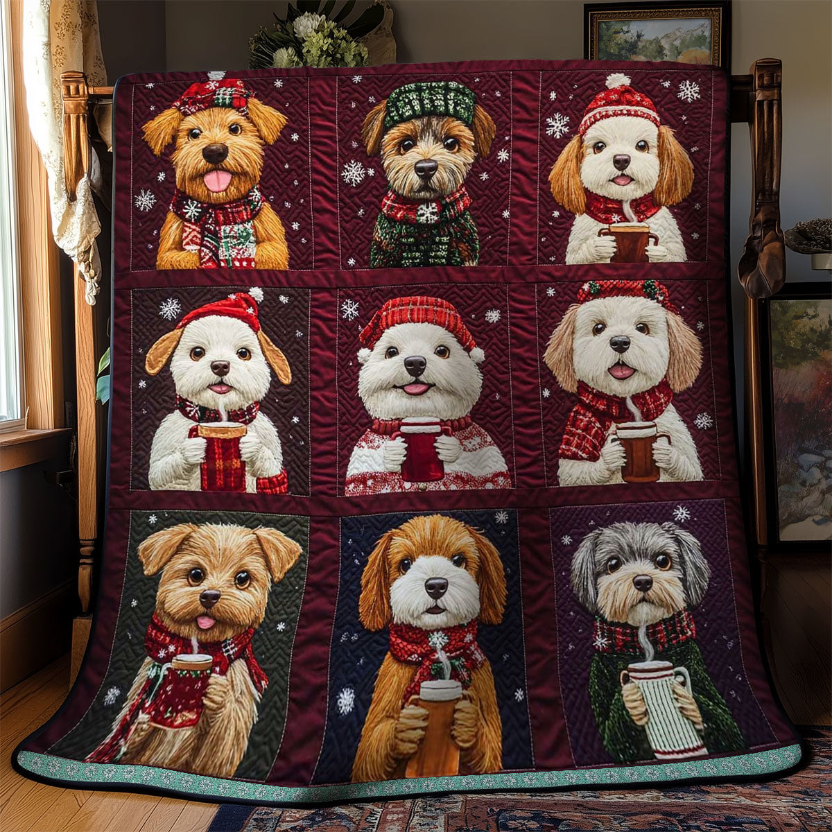 Winter Dogs And Warm Drinks WN3009015CL Quilt