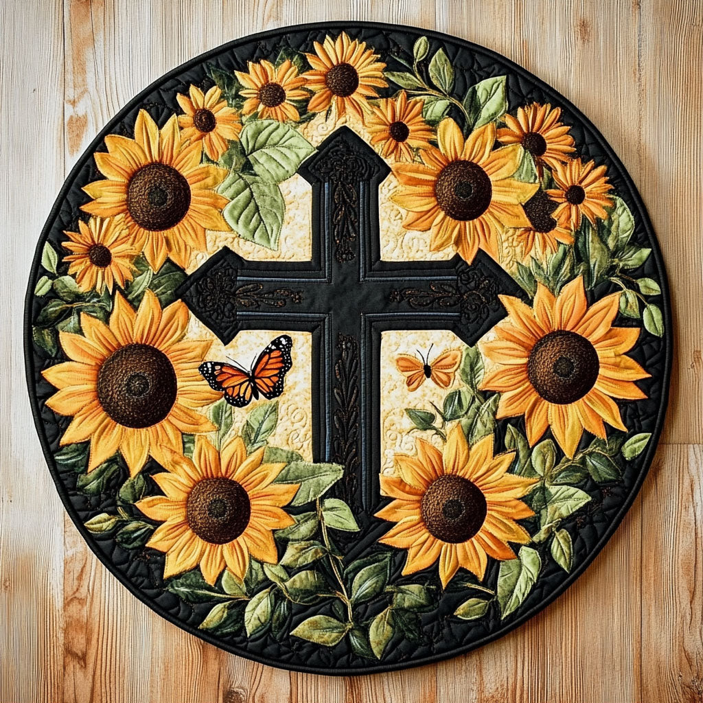 Bless SunFlower CP1704092CL Quilted Round Mat