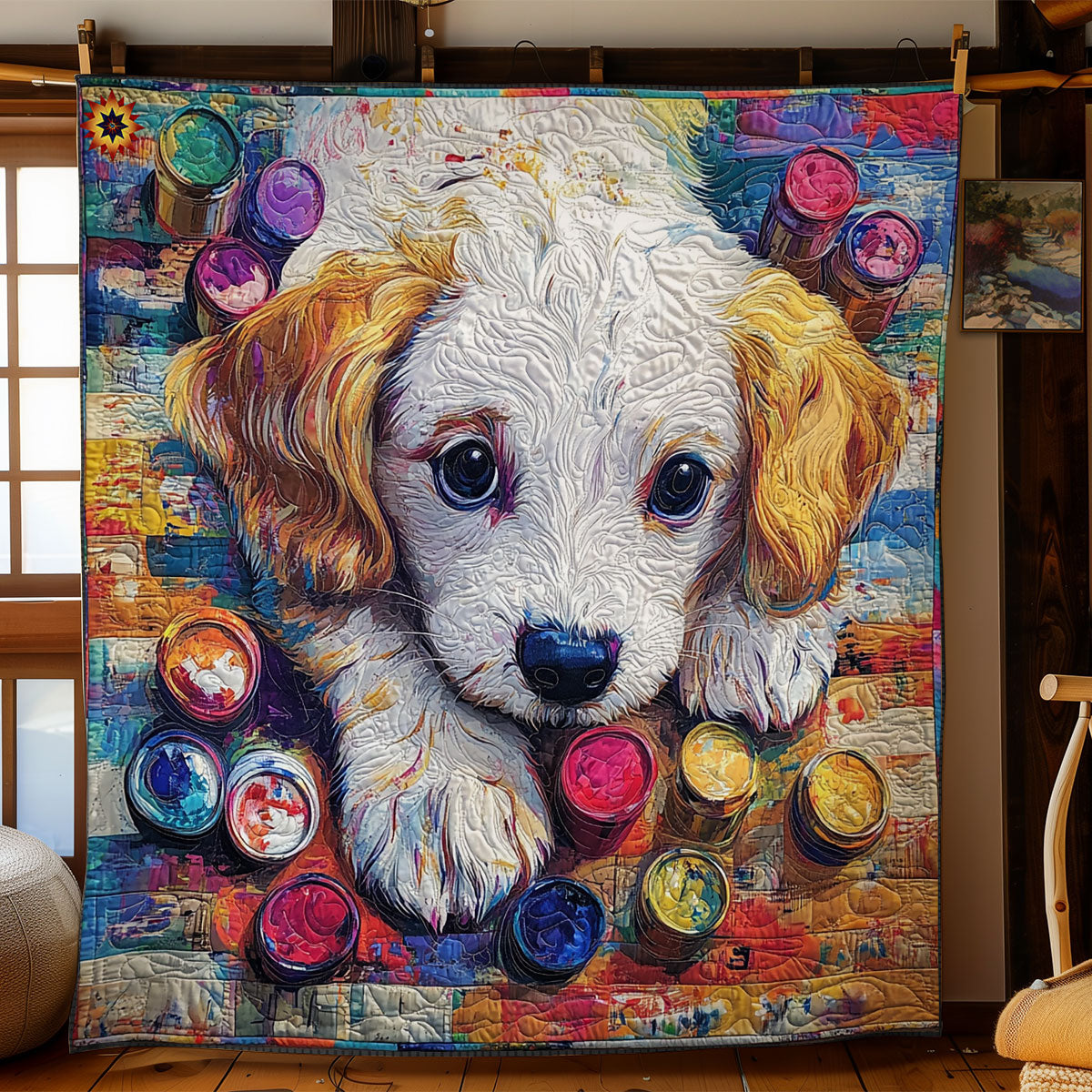 Color Playing Dog WY0811026CL Quilt